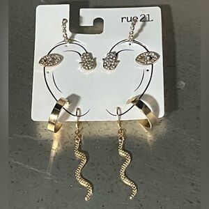 Rue21 Gold and Silver Stone Earring Set NWT